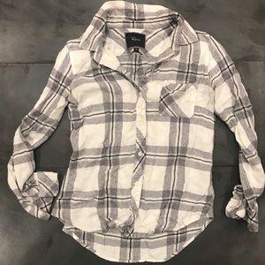 Rails button up black, gray & white flannel